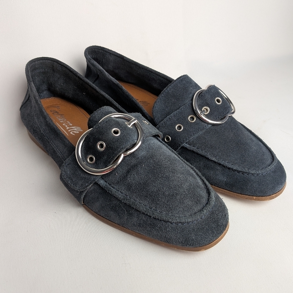 L'INTERVALLE Ada Navy Blue Flat Women Suede Shoes Size 39 = 8.5-9 US